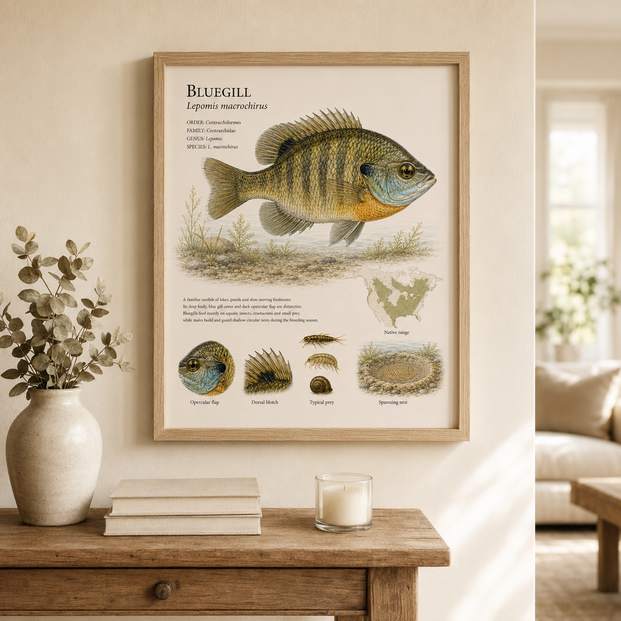 Bluegill — Naturalist Field Plate | Printable Fish Wall Art