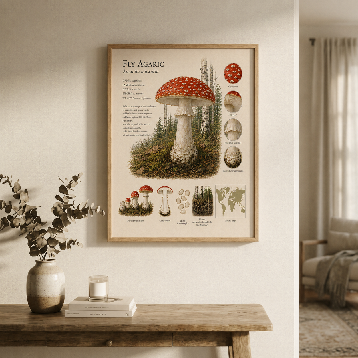 Fly Agaric — Naturalist Field Plate | Printable Mushroom Wall Art