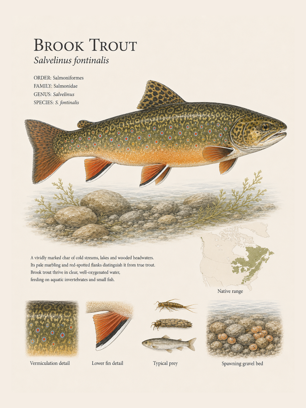 Brook Trout — Naturalist Field Plate | Printable Fish Wall Art for Anglers